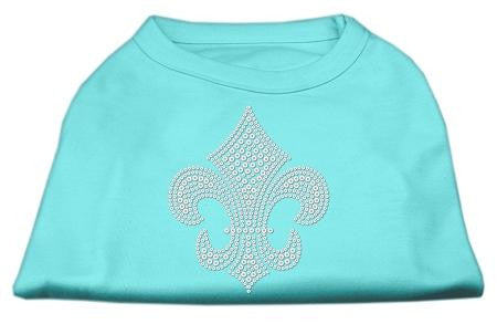 Silver Fleur de lis Rhinestone Shirts Aqua XXL (18)