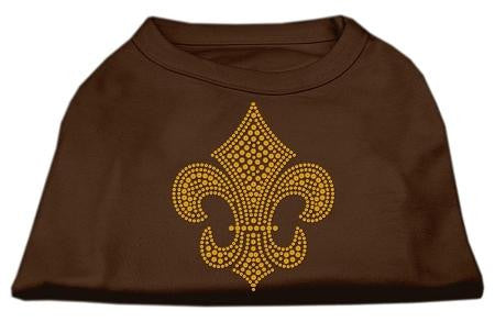 Gold Fleur de Lis Rhinestone Shirts Brown Lg (14)