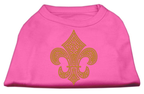 Gold Fleur De Lis Rhinestone Shirts Bright Pink XL (16)