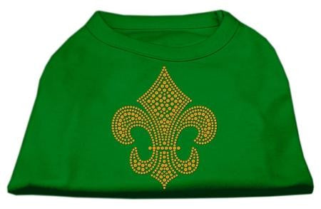 Gold Fleur de Lis Rhinestone Shirts Emerald Green XS (8)