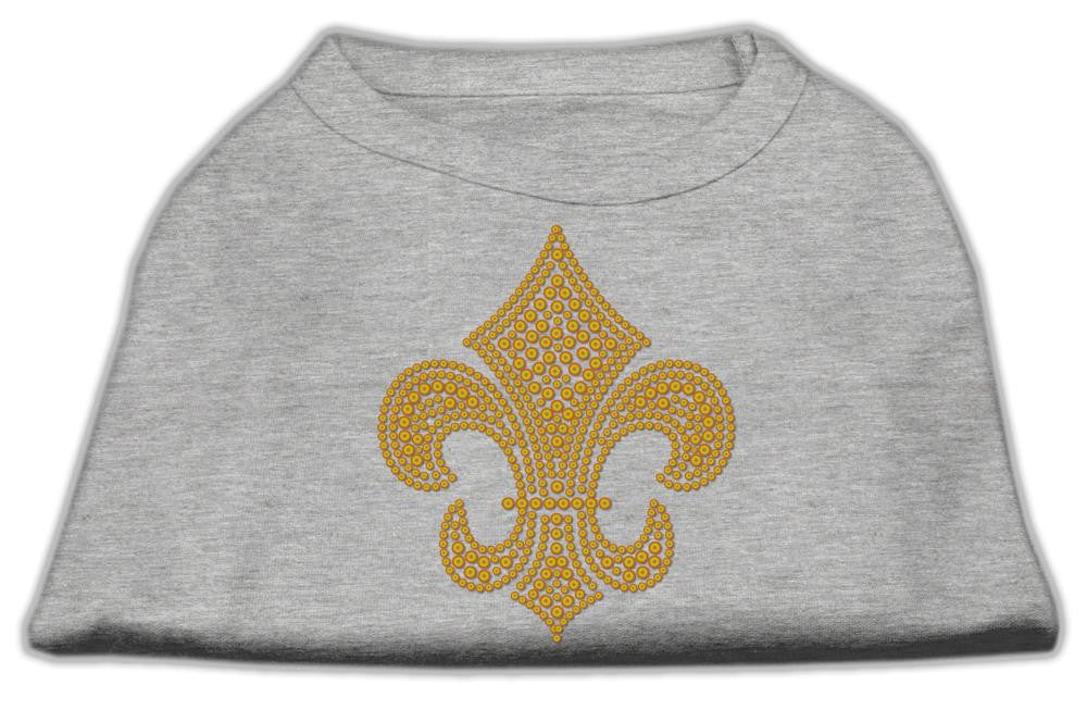 Gold Fleur De Lis Rhinestone Shirts Grey XS (8)