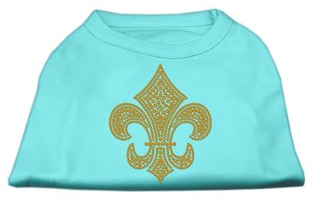 Gold Fleur De Lis Rhinestone Shirts Aqua XXL (18)