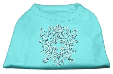 Rhinestone Fleur De Lis Shield Shirts Aqua XL (16)