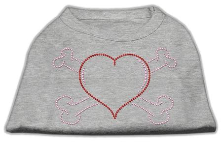 Heart and Crossbones Rhinestone Shirts Grey L (14)