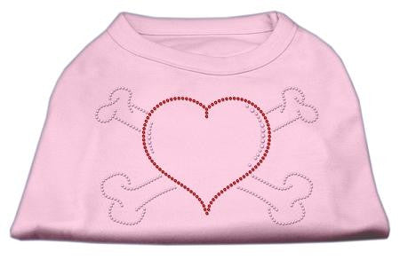 Heart and Crossbones Rhinestone Shirts Light Pink L (14)