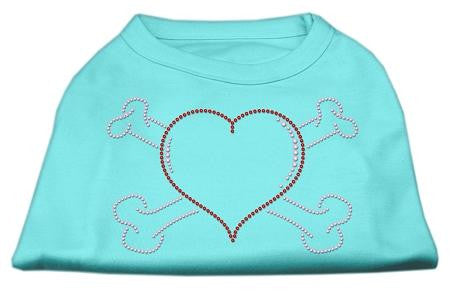 Heart and Crossbones Rhinestone Shirts Aqua M (12)