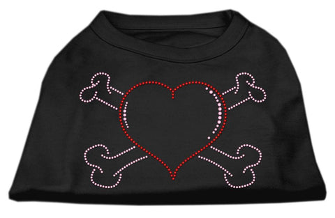 Heart and Crossbones Rhinestone Shirts Black S (10)