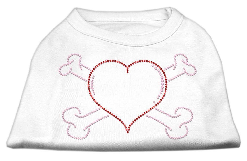 Heart and Crossbones Rhinestone Shirts White XL (16)