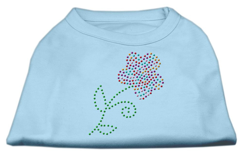 Multi-Colored Flower Rhinestone Shirt Baby Blue M (12)