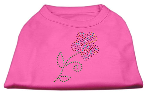 Multi-Colored Flower Rhinestone Shirt Bright Pink XL (16)