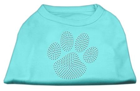 Clear Rhinestone Paw Shirts Aqua M (12)