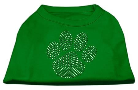 Clear Rhinestone Paw Shirts Emerald Green XS (8)