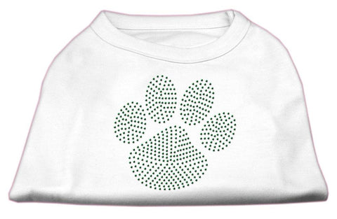 Green Paw Rhinestud Shirts White XL (16)