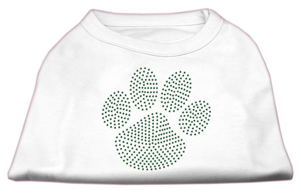 Green Paw Rhinestud Shirts White XXL (18)