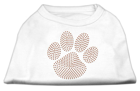 Orange Paw Rhinestud Shirts White XS (8)