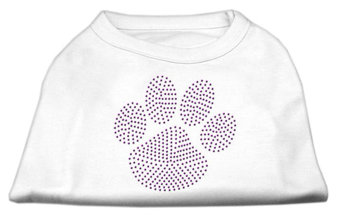 Purple Paw Rhinestud Shirts White XS (8)