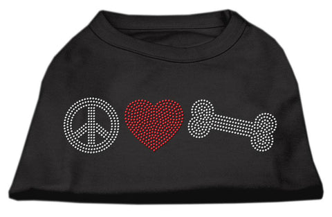 Peace Love and Bone Rhinestone Shirt Black L (14)