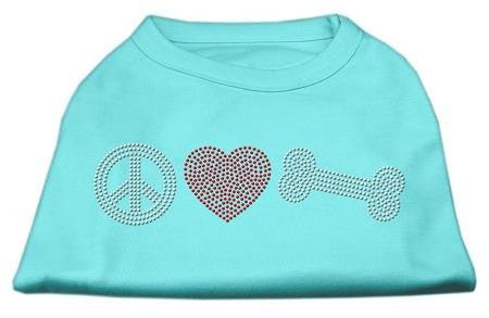 Peace Love and Bone Rhinestone Shirt Aqua M (12)