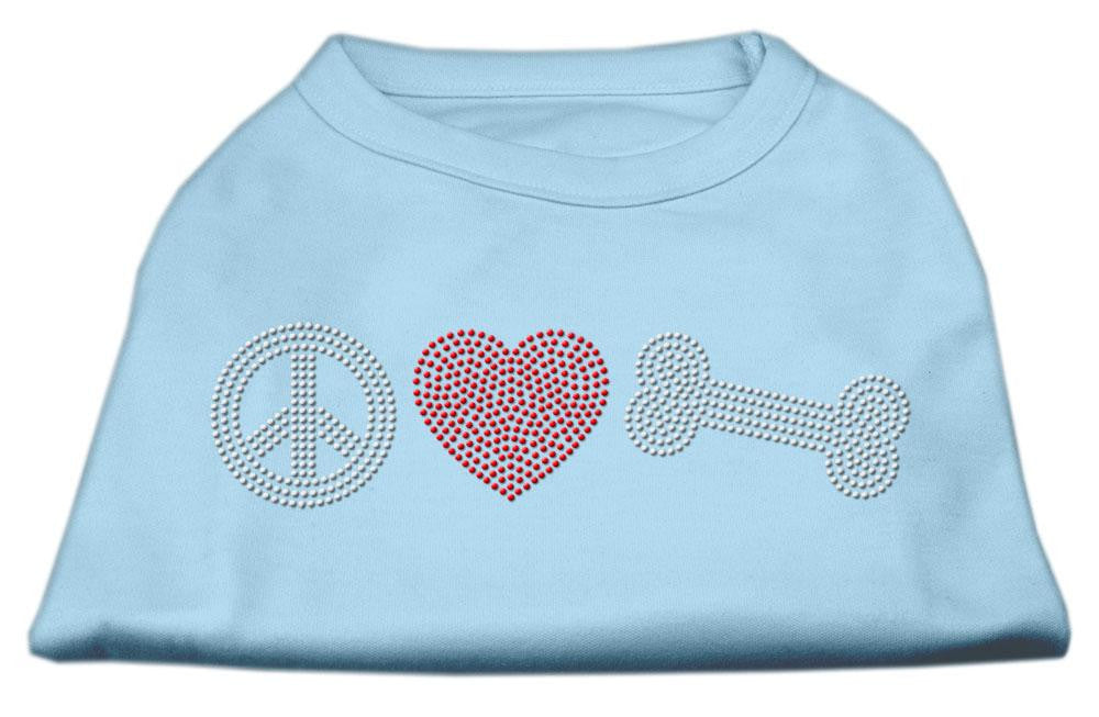 Peace Love and Bone Rhinestone Shirt Baby Blue XS (8)