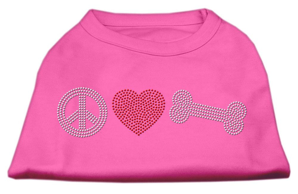 Peace Love and Bone Rhinestone Shirt Bright Pink XS (8)