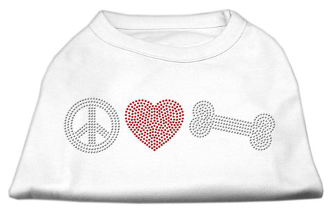 Peace Love and Bone Rhinestone Shirt White XS (8)