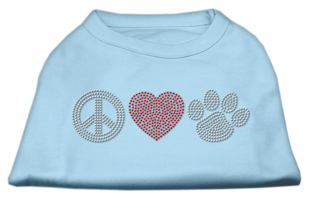 Peace Love and Paw Rhinestone Shirt Baby Blue M (12)