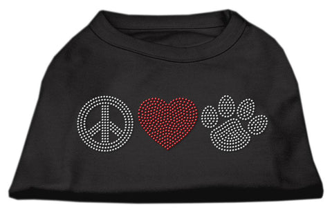 Peace Love and Paw Rhinestone Shirt Black S (10)