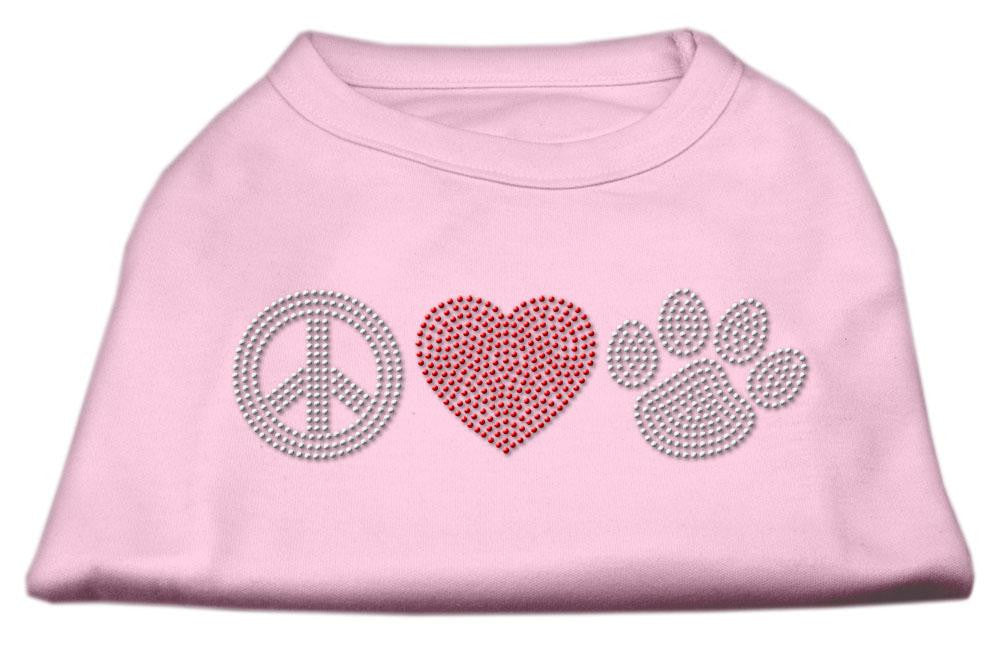 Peace Love and Paw Rhinestone Shirt Light Pink S (10)