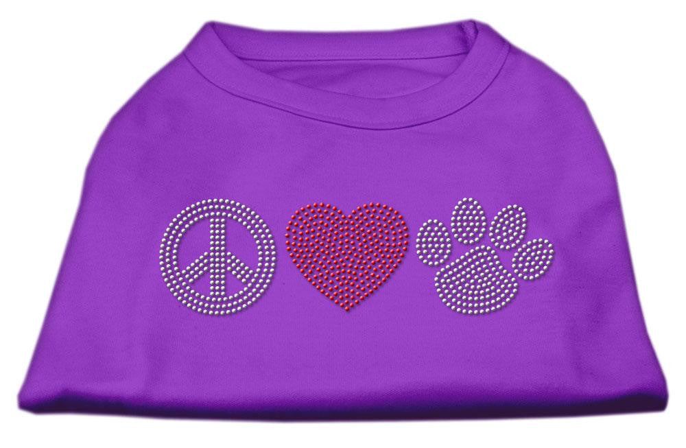 Peace Love and Paw Rhinestone Shirt Purple XL (16)