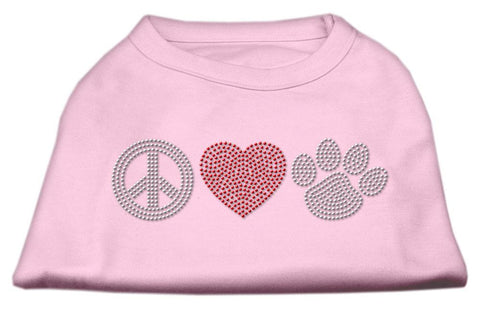 Peace Love and Paw Rhinestone Shirt Light Pink XXXL(20)