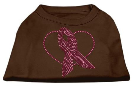 Pink Ribbon Rhinestone Shirts Brown Lg (14)