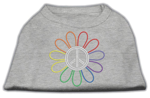 Rhinestone Rainbow Flower Peace Sign Shirts Grey L (14)