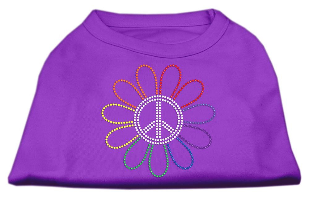 Rhinestone Rainbow Flower Peace Sign Shirts Purple L (14)