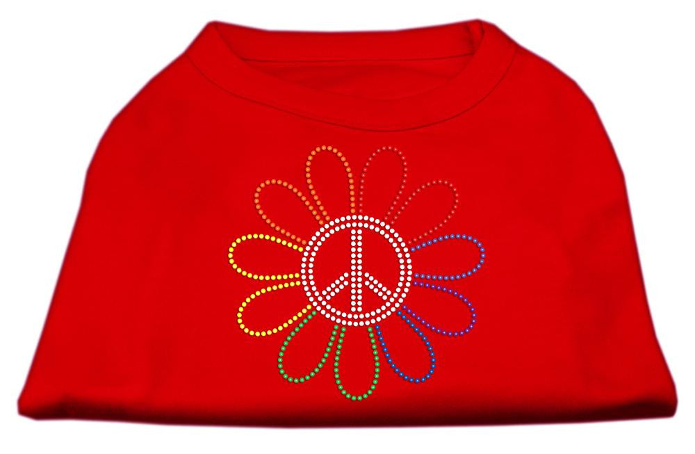 Rhinestone Rainbow Flower Peace Sign Shirts Red L (14)