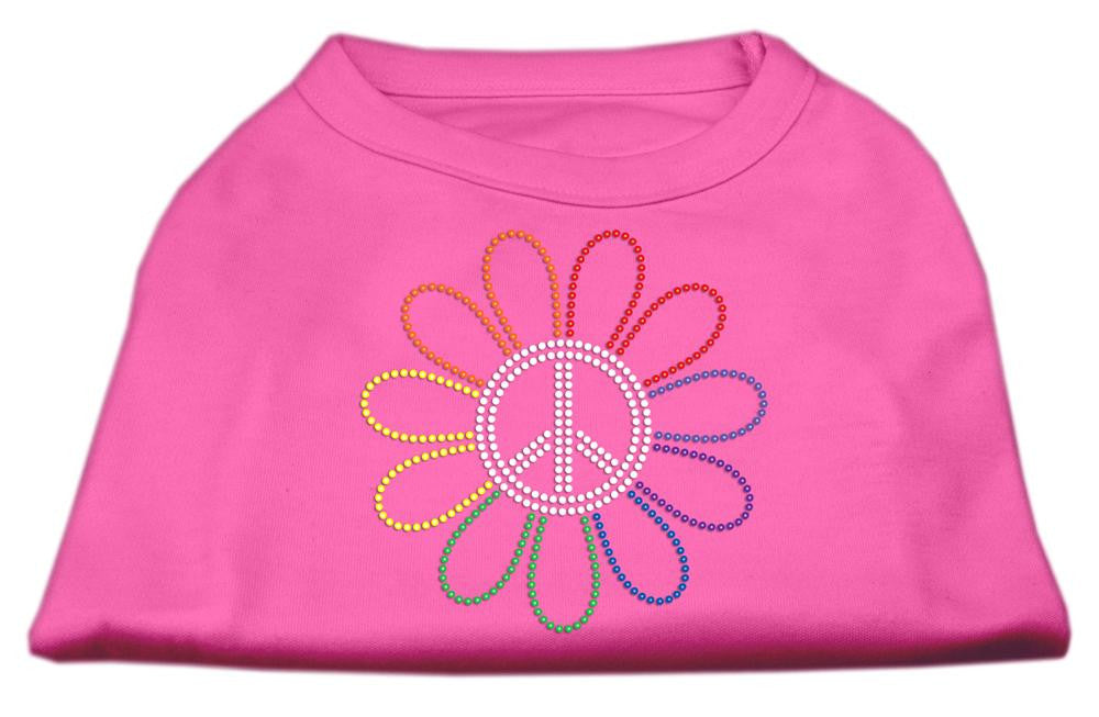 Rhinestone Rainbow Flower Peace Sign Shirts Bright Pink XL (16)