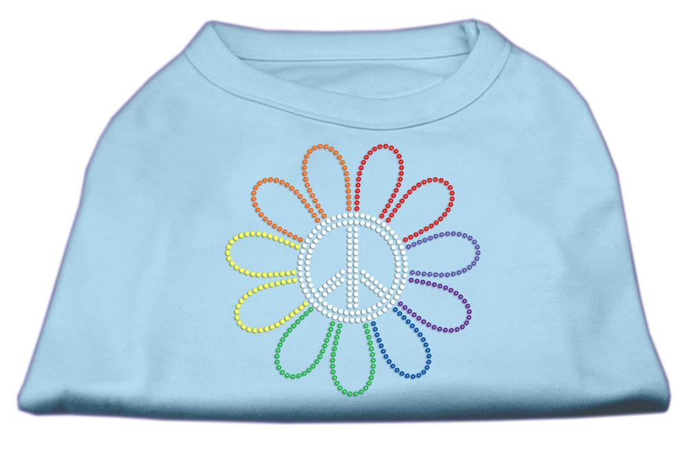 Rhinestone Rainbow Flower Peace Sign Shirts Baby Blue XS (8)