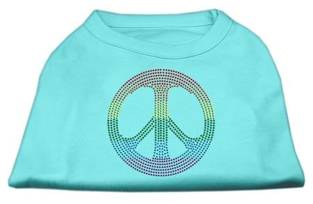 Rhinestone Rainbow Peace Sign Shirts Aqua M (12)