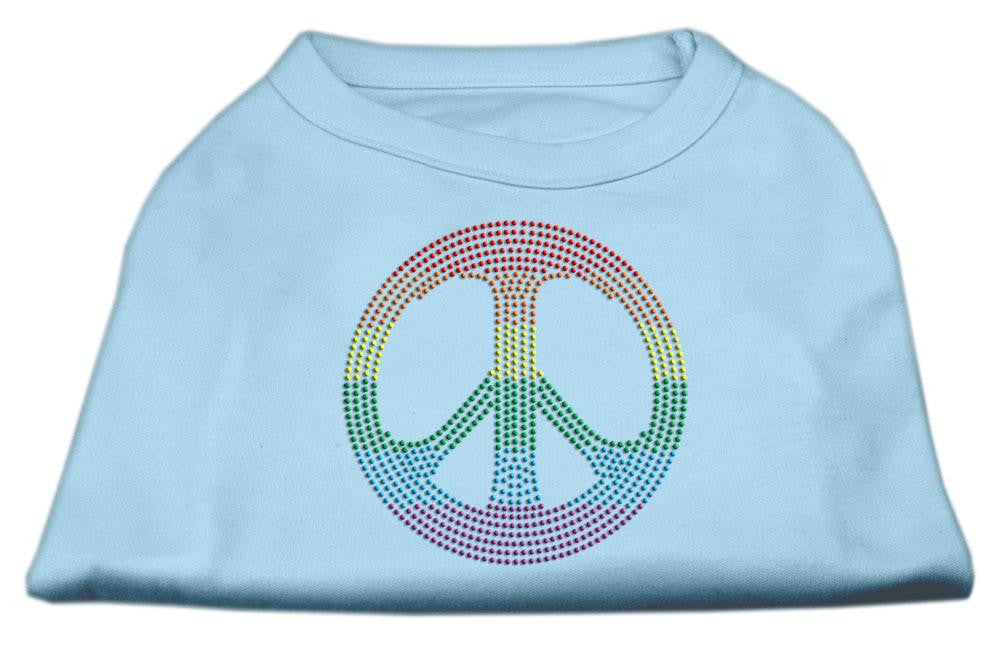 Rhinestone Rainbow Peace Sign Shirts Baby Blue XS (8)