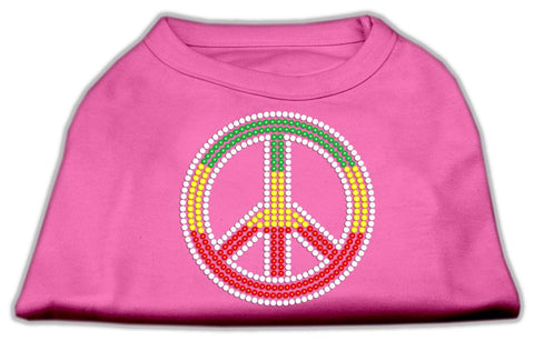 Rasta Peace Sign Shirts Bright Pink XS (8)