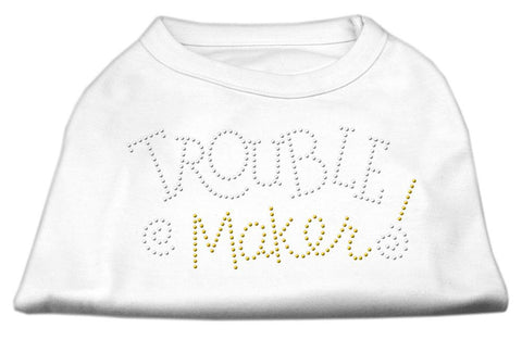 Trouble Maker Rhinestone Shirts White XS (8)