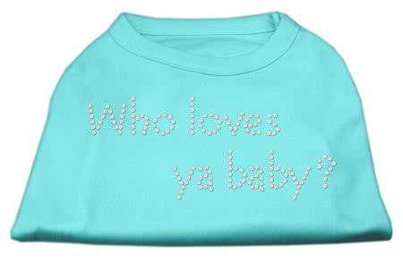 Who Loves Ya Baby? Rhinestone Shirts Aqua M (12)