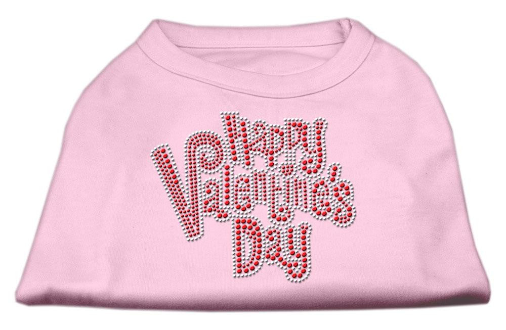 Happy Valentines Day Rhinestone Dog Shirt Light Pink Lg (14)