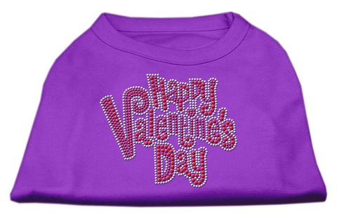 Happy Valentines Day Rhinestone Dog Shirt Purple Lg (14)