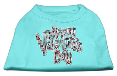 Happy Valentines Day Rhinestone Dog Shirt Aqua Med (12)