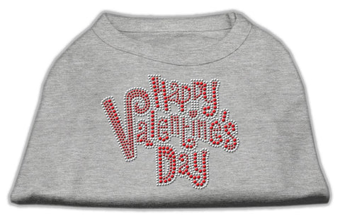 Happy Valentines Day Rhinestone Dog Shirt Grey Med (12)