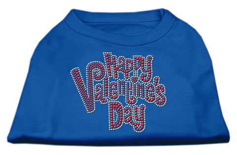 Happy Valentines Day Rhinestone Dog Shirt Blue Sm (10)