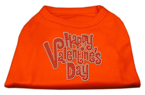 Happy Valentines Day Rhinestone Dog Shirt Orange Sm (10)