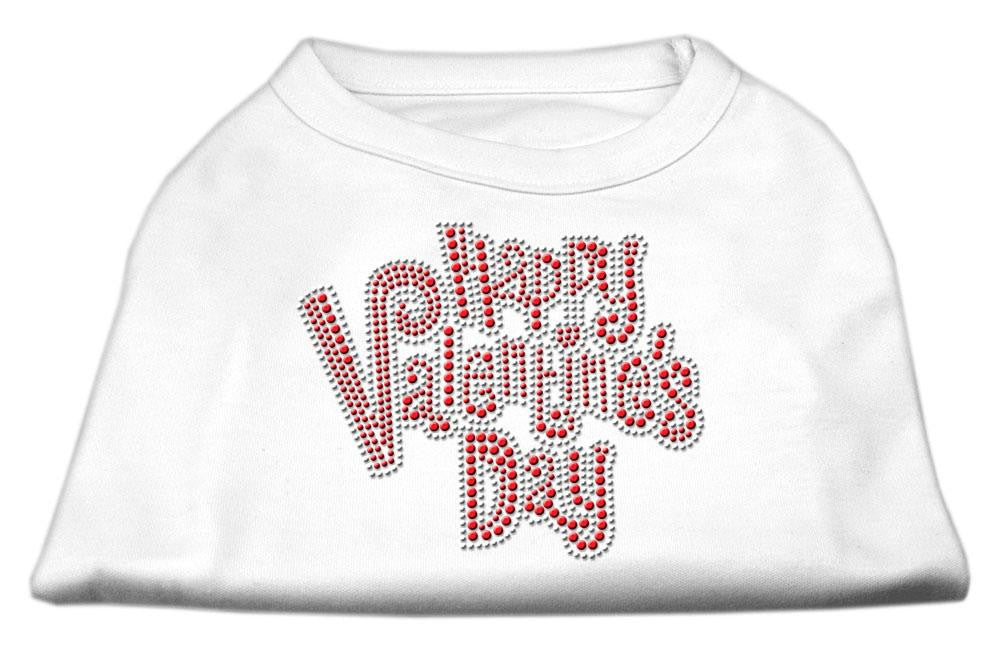 Happy Valentines Day Rhinestone Dog Shirt White XL (16)