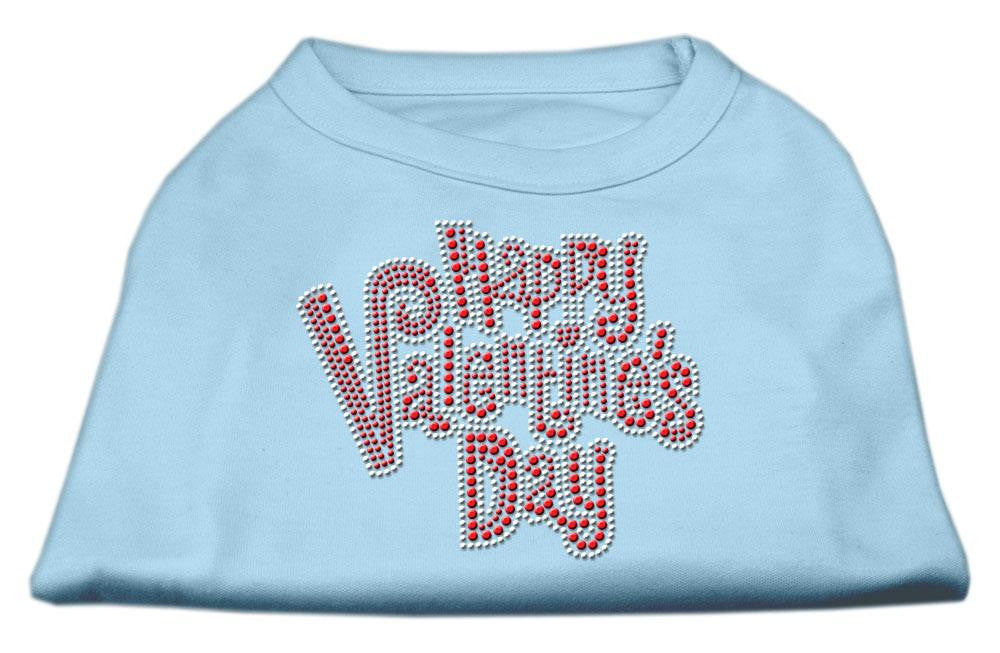 Happy Valentines Day Rhinestone Dog Shirt Baby Blue XS (8)