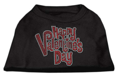 Happy Valentines Day Rhinestone Dog Shirt Black XS (8)